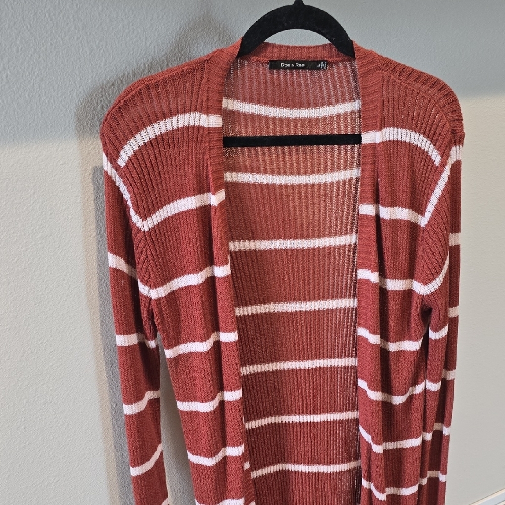 Doe & Rae Rust and White Striped Cardigan - Picture 4 of 6